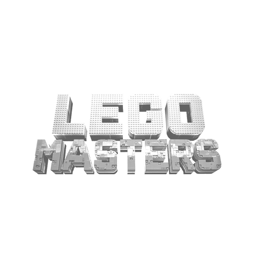 The logo of 'LEGO Masters' designed with block-style lettering, featuring the word 'LEGO' in prominent block letters and 'MASTERS' below it, all represented in a 3D design on a plain white background.